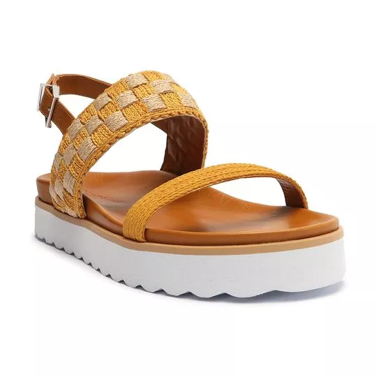 Sandália Flatform Texturizada- Laranja & Bege Claro-Schutz