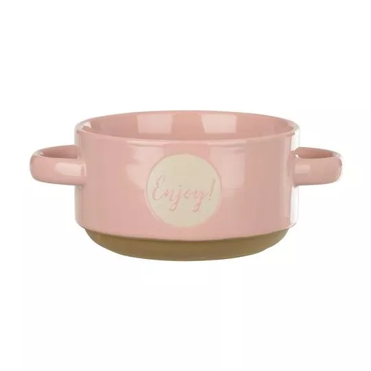 Bowl Com Alças - Rosa Claro & Branco - 7xØ14,8cm - Florarte