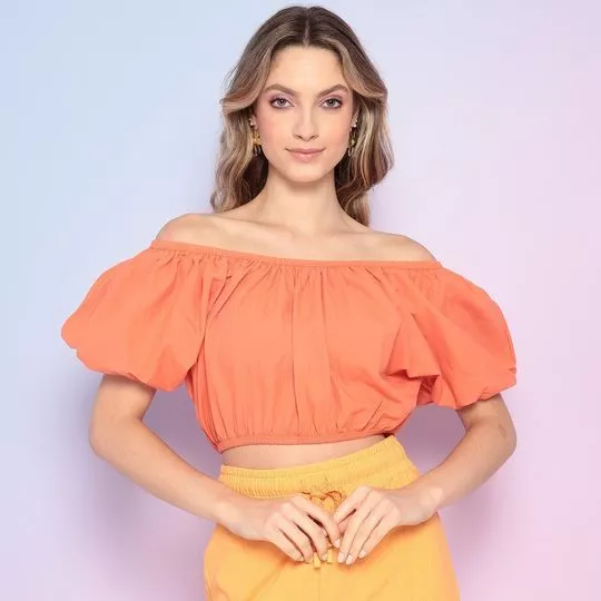 Cropped Com Franzidos- Laranja- Sommer