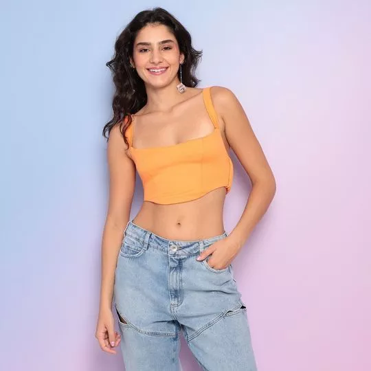 Cropped Com Recortes- Laranja- Sommer