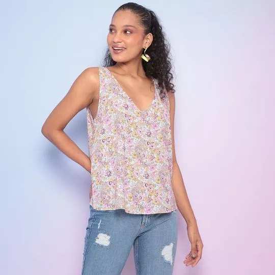 Blusa Floral - Verde Claro & Rosa - My Favorite Things