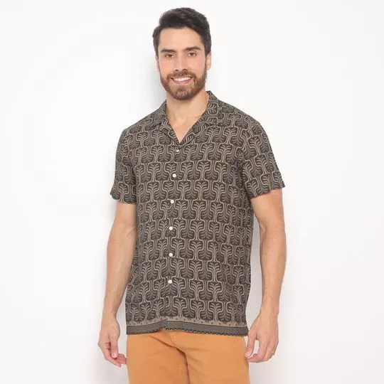 Camisa Abstrata- Marrom Escuro & Marrom Claro- Reserva