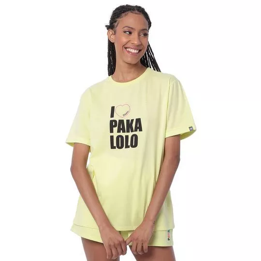 Camiseta Com Inscrições- Verde Limão & Preta- Pakalolo