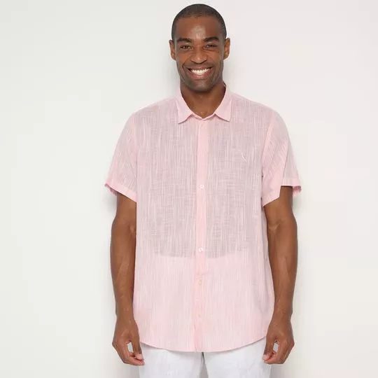 Camisa Com Bordado -  Rosa Claro - Reserva