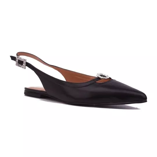 Slingback Com Pedrarias -  Preto - Luiza Barcelos