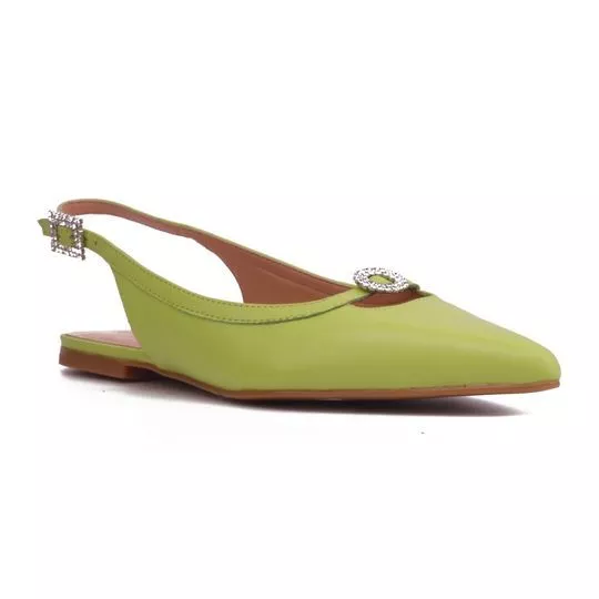 Slingback Com Pedrarias -  Verde Claro - Luiza Barcelos