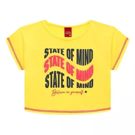 Cropped State Off Mind -  Amarelo & Rosa - Kyly