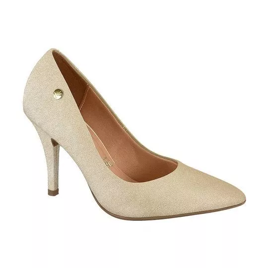 Scarpin Com Tag -  Dourado -  Salto: 9,5cm - Vizzano