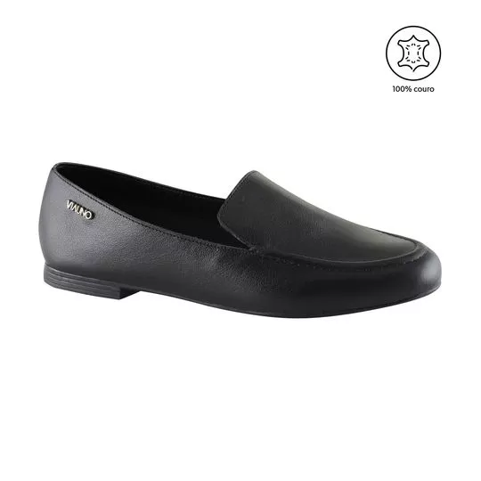 Slipper Em Couro -  Preto - VIA UNO