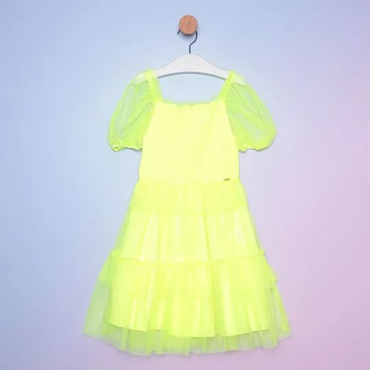 Vestido Com Recortes -  Verde Limão - Mon Sucré