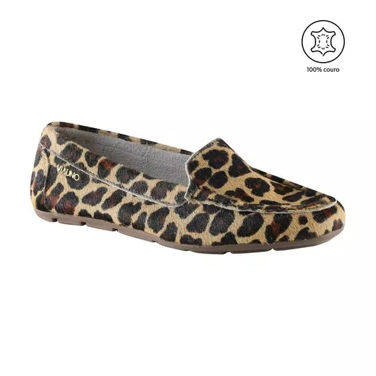 Slipper Em Couro -  Preto & Bege Claro - VIA UNO