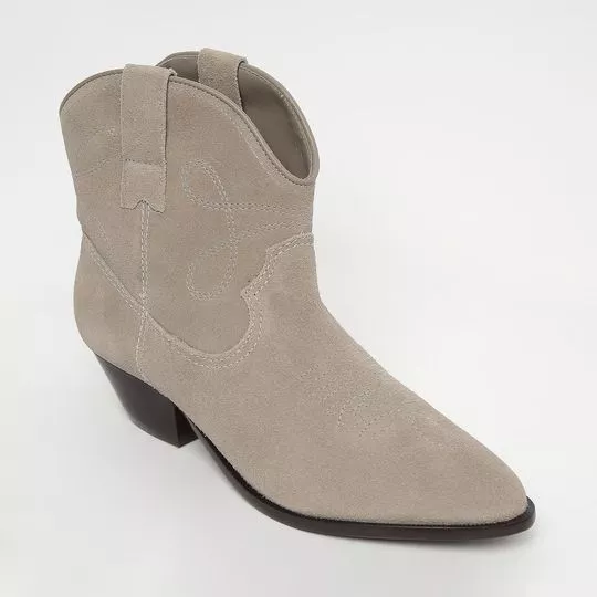 Bota Em Couro Acamurçado -  Taupe -  Salto: 4cm - Schutz