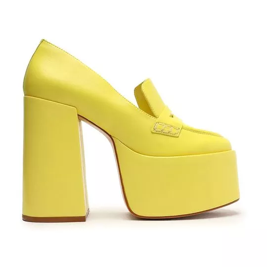 Loafer Meia Pata Texturizado -  Amarelo - Schutz