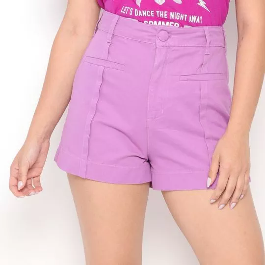 Short Em Sarja Com Recortes -  Roxo - Sommer