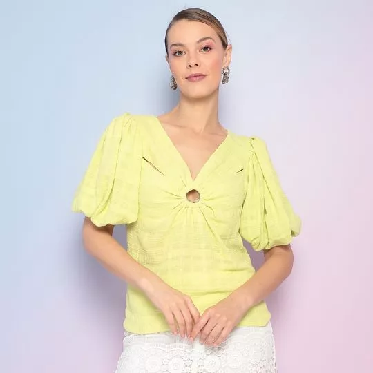 Blusa Com Franzidos -  Verde Limão - Sclub