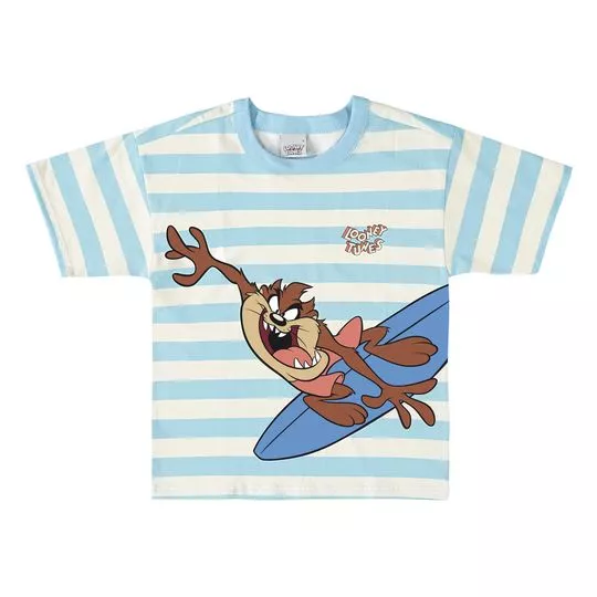 Camiseta Looney Tunes® -  Branca & Azul Claro - Malwee