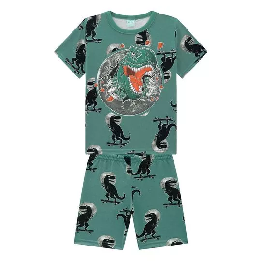 Pijama Dinossauros -  Verde & Preto - Kyly