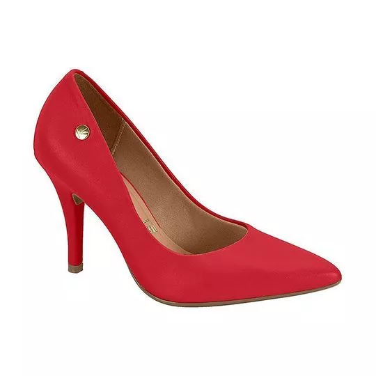 Scarpin Com Tag -  Vermelho -  Salto: 9,5cm - Vizzano