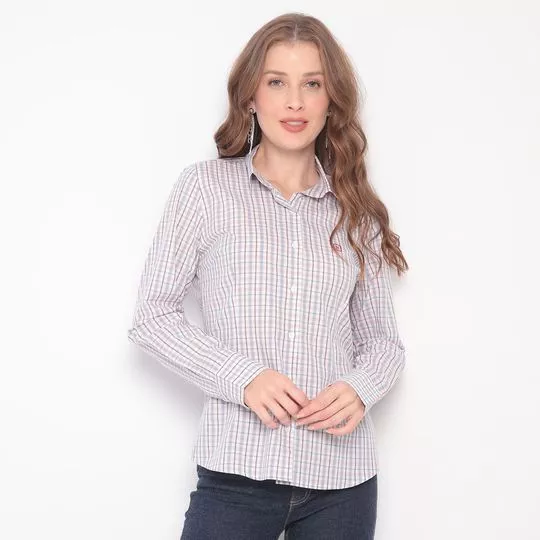 Camisa Xadrez -  Branca & Marrom Claro - TXC BRAND