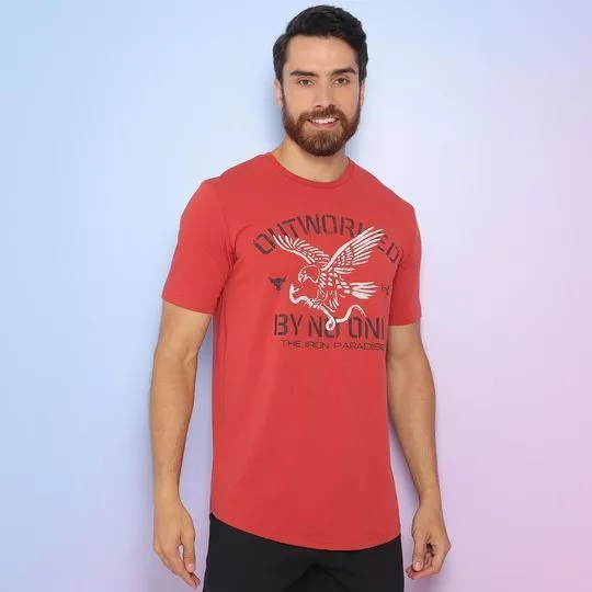 Camiseta Com Inscrições -   Vermelha & Branca - Under Armour