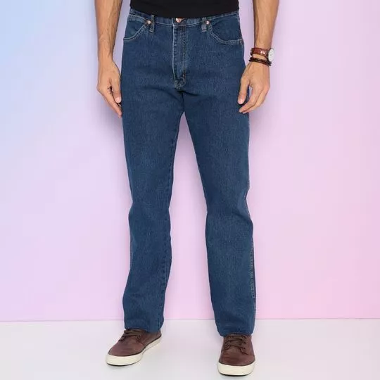 Calça Jeans Reta Com Bolsos -  Azul Escuro - Wrangler