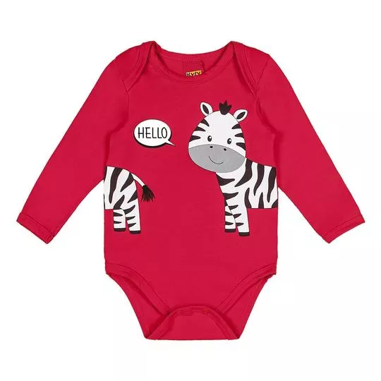 Body Zebra -  Vermelho & Branco - Kyly