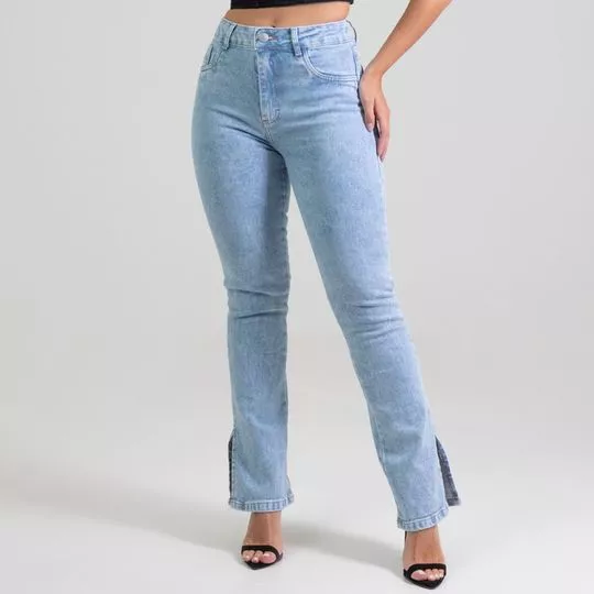 Calça Jeans Flare Com Tag -  Azul Claro - Sawary