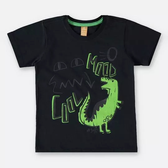 Camiseta Dinossauro -  Preta & Verde - Up Baby & Up Kids