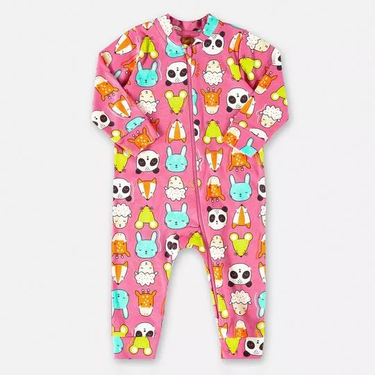 Pijama Bichinhos -  Rosa Escuro & Branco - Up Baby & Up Kids