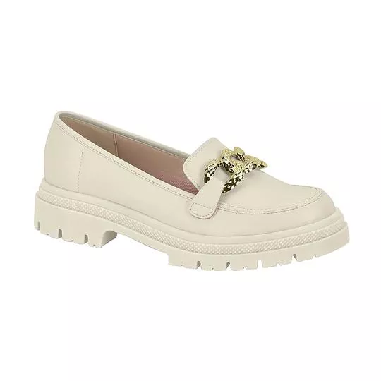 Loafer Meia Pata Com Aviamento -  Off White - Moleca