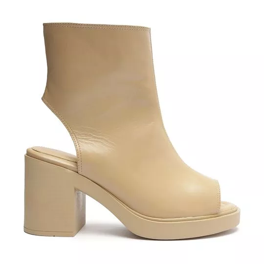 Open Boot Meia Pata Lisa -  Bege Claro -  Salto: 8,5cm - Arezzo & Co.