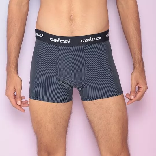 Cueca Boxer Com Recortes -  Azul Marinho & Branca - Mash