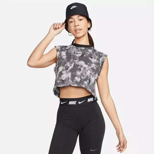 Cropped Abstrato Nike® -  Cinza & Preto - Nike