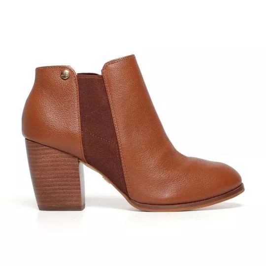 Ankle Boot Em Couro -  Marrom Claro & Marrom - Jorge Bischoff