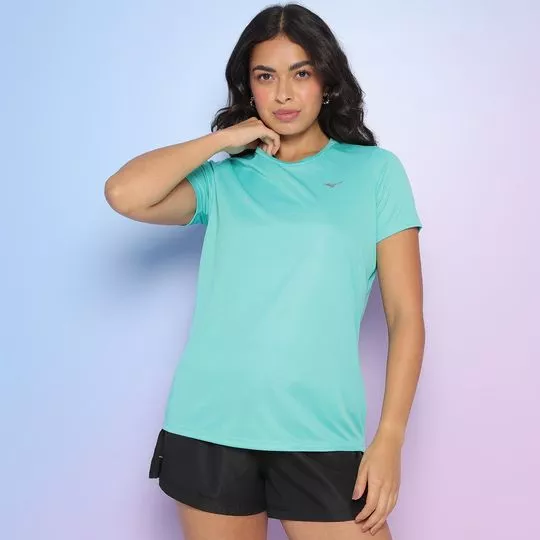 Camiseta Com Logo -  Verde Água - Mizuno