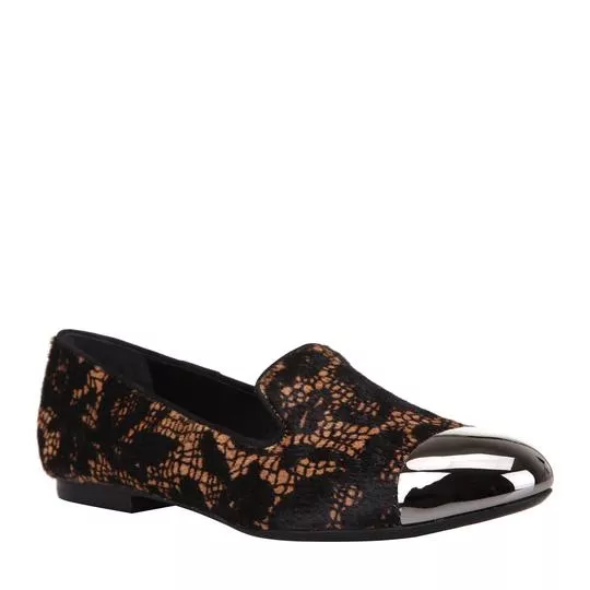 Slipper Texturizado Animal Print -  Bege & Marrom Escuro - Schutz