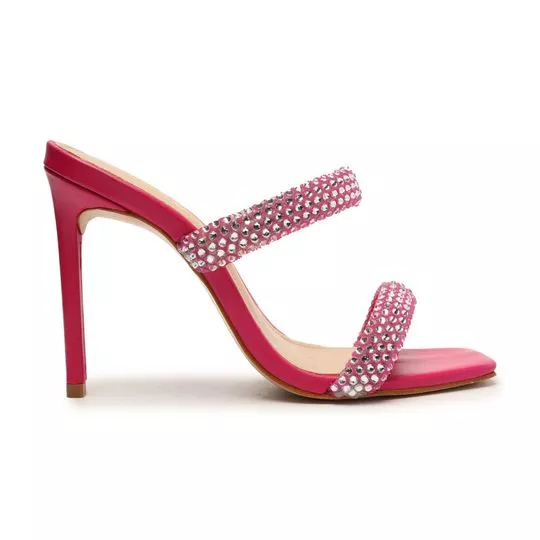 Tamanco Em Couro Com Termocolantes -  Pink -  Salto: 10cm - Schutz