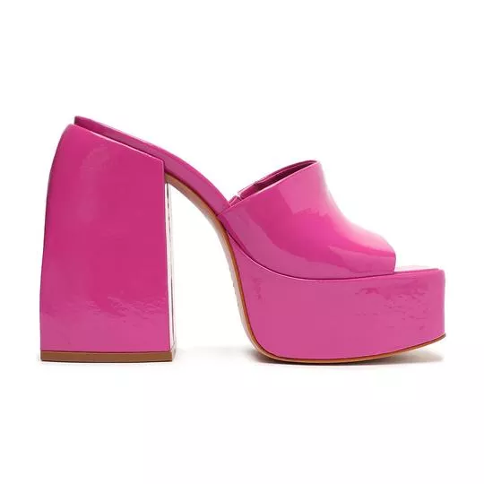 Tamanco Meia Pata Envernizado -  Pink -  Salto: 13,3cm - Schutz