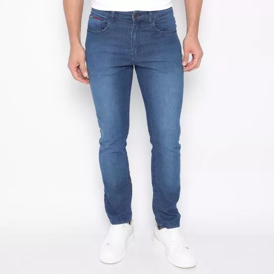 Calça Jeans Reta Com Recortes -  Azul Escuro - Tommy Hilfiger