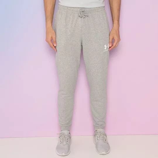 Calça Jogger Com Logo -  Cinza & Off White - Under Armour