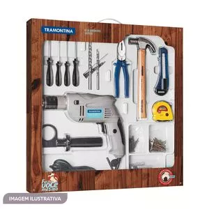 Kit De Ferramentas<BR>- Marrom & Azul<BR>- 100Pçs<BR>- Tramontina