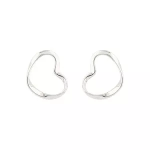 Par De Brincos Banhado A Ródio<BR>- Prateado<BR>- 1,5x2cm