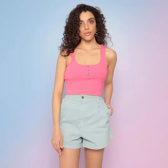 Cropped Canelada Com Botões -  Rosa - Sommer