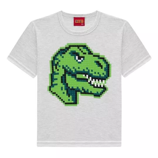 Camiseta Dinossauro -  Branca & Verde - Kyly