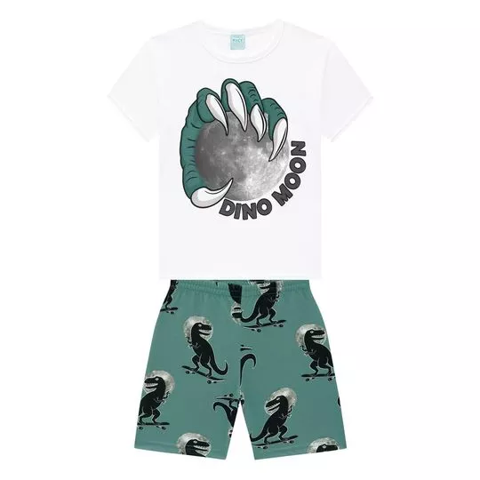 Pijama Dinossauros -  Branco & Verde - Kyly