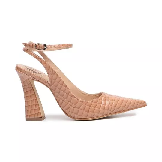 Slingback Com Textura Animal -  Marrom Claro -  Salto: 10cm - Werner