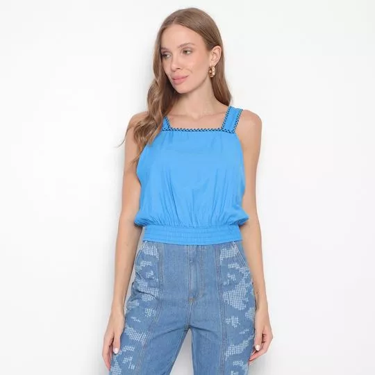 Blusa Com Franzidos -  Azul - ZINCO