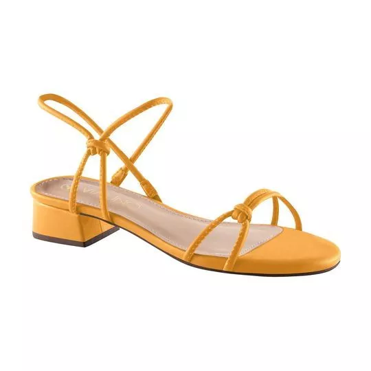 Sandália Com Tiras -  Amarelo Escuro -  Salto: 3cm - VIA UNO