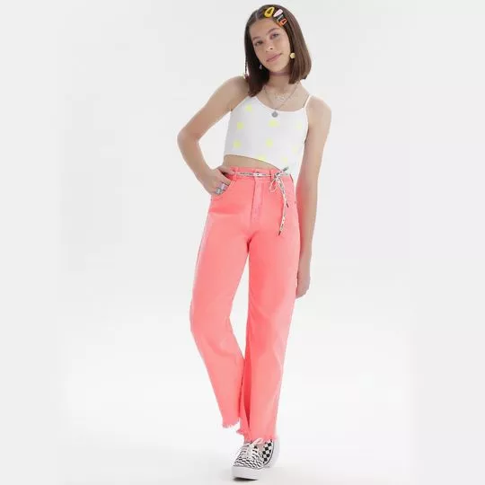 Cropped Com Bordado -  Branco & Amarelo - Vanilla Cream