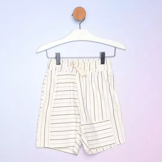 Bermuda Listrada -  Off White & Preta - Hering Kids